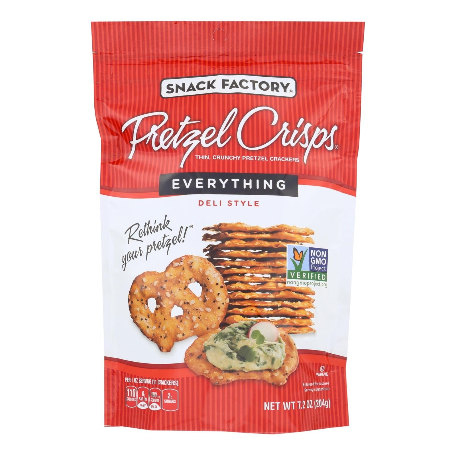 Pretzel Crisp Pretzel Crisps - Everything - Case Of 12 - 7.2 Oz. image 1