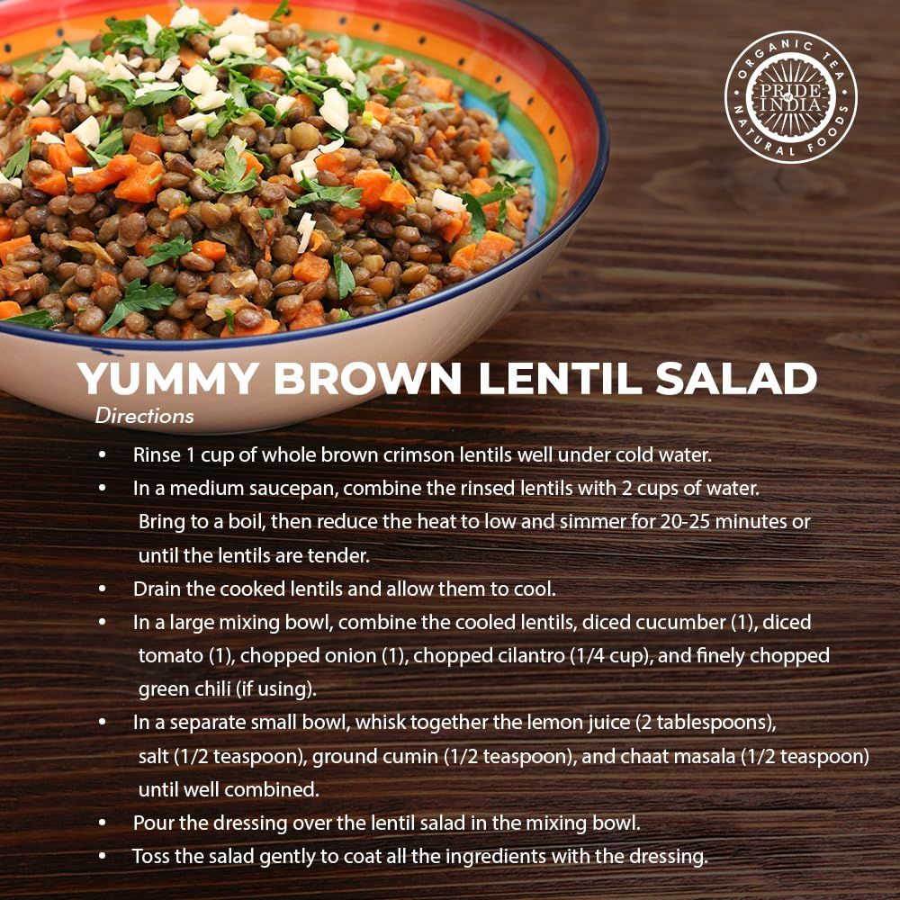 Pride Of India - Indian Whole Brown Crimson Masur Lentils - Protein & Fiber Rich Masoor Whole image 4