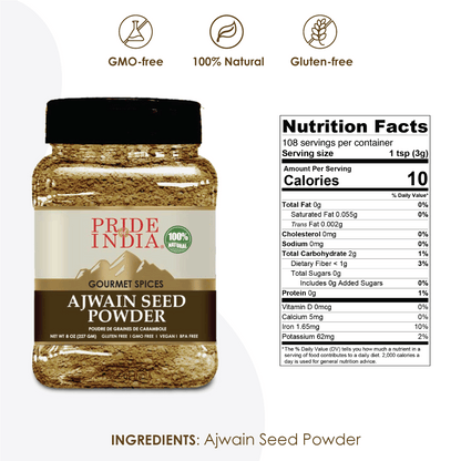 Pride of India – Ajwain Seed Powder – Gourmet Indian Spice – Made from Fresh Carom Seeds – Rich in Nutrients – Aromatic  image 2