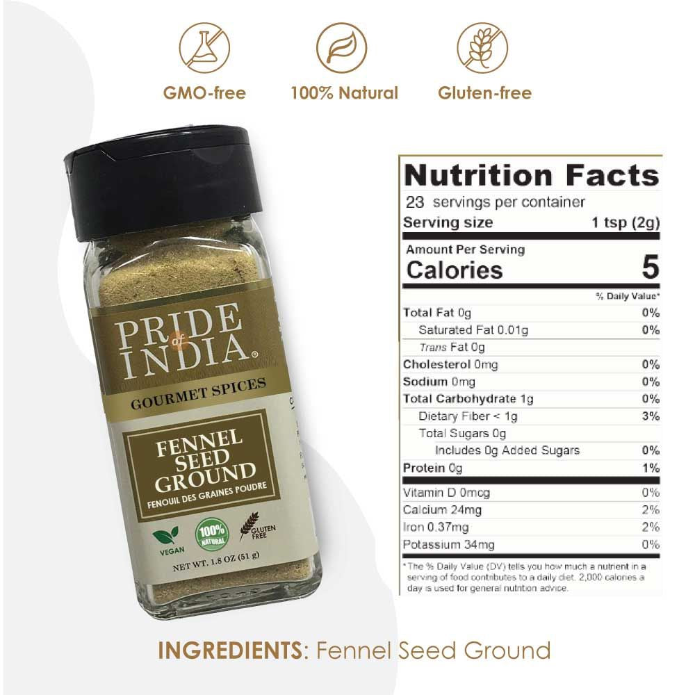 Pride of India – Fennel Seed Ground – Natural & Gourmet Spice – Perfect Addition to Tea/Drinks/ Roast/Rubs/Bakes/ - Cool image 2