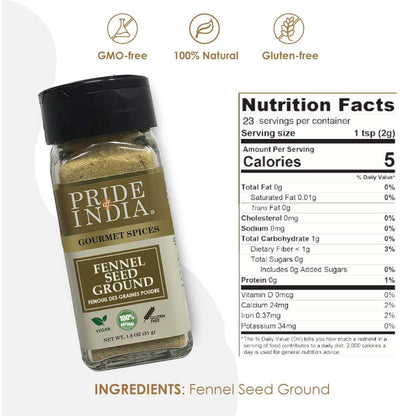 Pride of India – Fennel Seed Ground – Natural & Gourmet Spice – Perfect Addition to Tea/Drinks/ Roast/Rubs/Bakes/ - Cool image 2