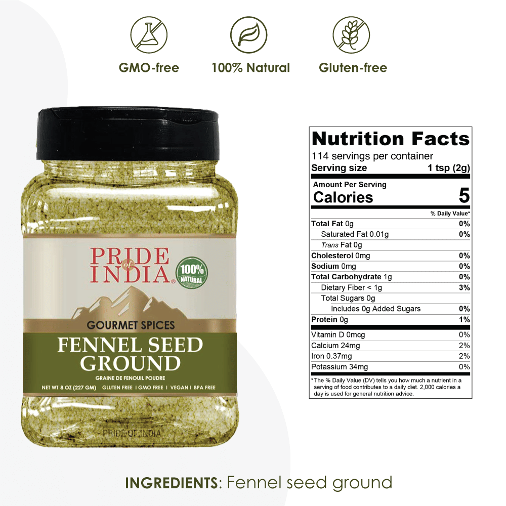Pride of India – Fennel Seed Ground – Natural & Gourmet Spice – Perfect Addition to Tea/Drinks/ Roast/Rubs/Bakes/ - Cool image 4