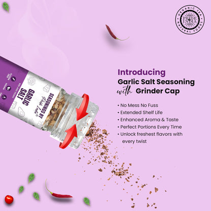 Pride of India Garlic Salt 2.3 oz (65 gm) w/ Convenient Grinder Cap Savory Pungent Tangy Taste | Himalayan Pink Salt Min image 4