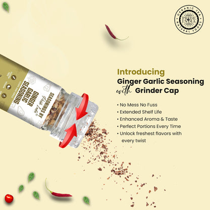 Pride of India Ginger Garlic Seasoning 2.3 oz (65 gm) w/ Convenient Grinder Cap Spicy Savory Taste | For Cooking, Marina image 4