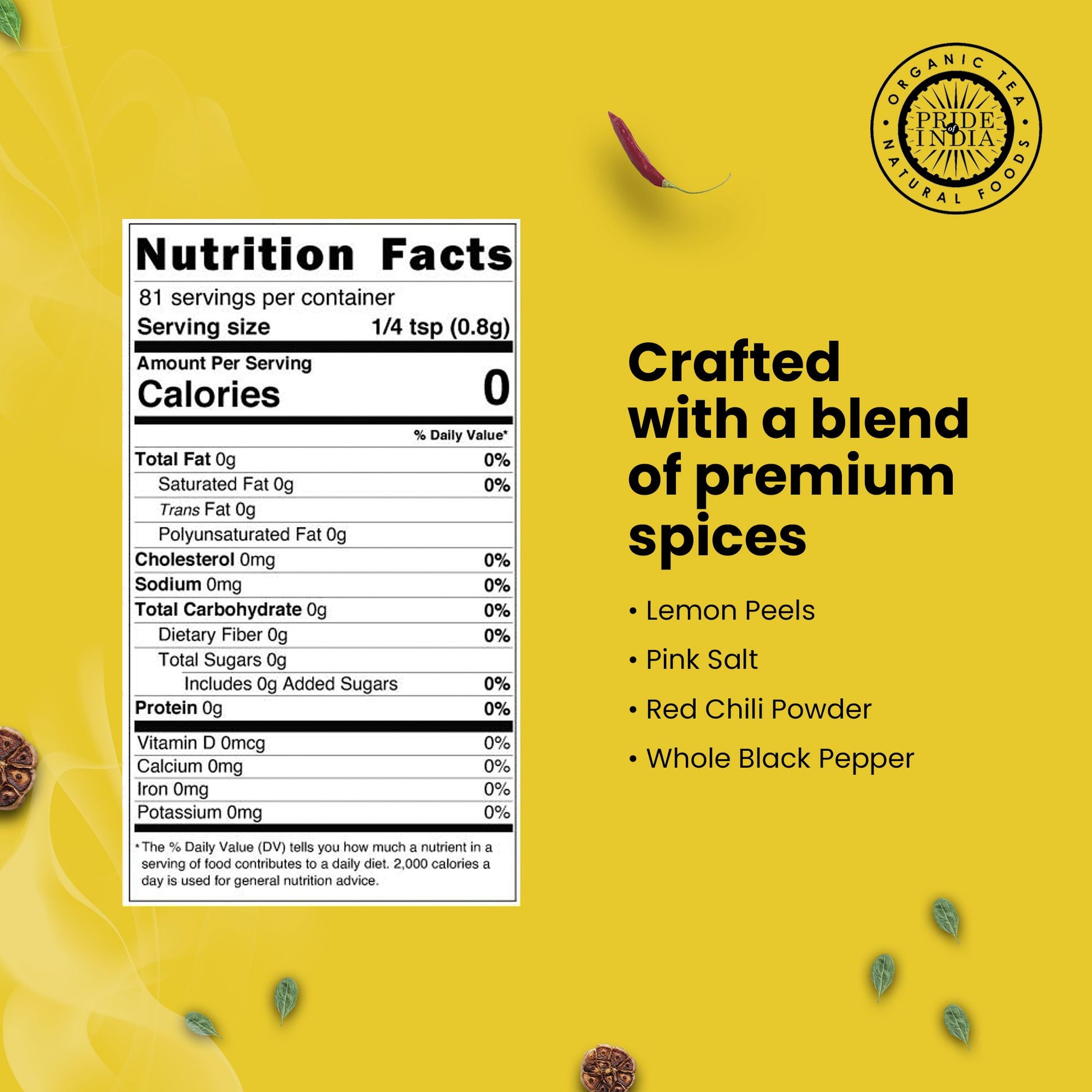 Pride of India Lemon Chili Pepper 2.3 oz (65 gm) w/ Convenient Dual Sifter Cap Spicy Citrusy Taste | Used for Grilling S image 3