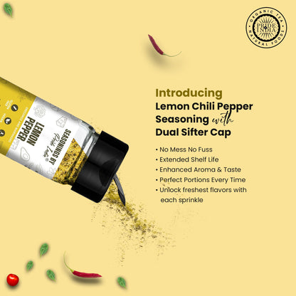 Pride of India Lemon Chili Pepper 2.3 oz (65 gm) w/ Convenient Dual Sifter Cap Spicy Citrusy Taste | Used for Grilling S image 4