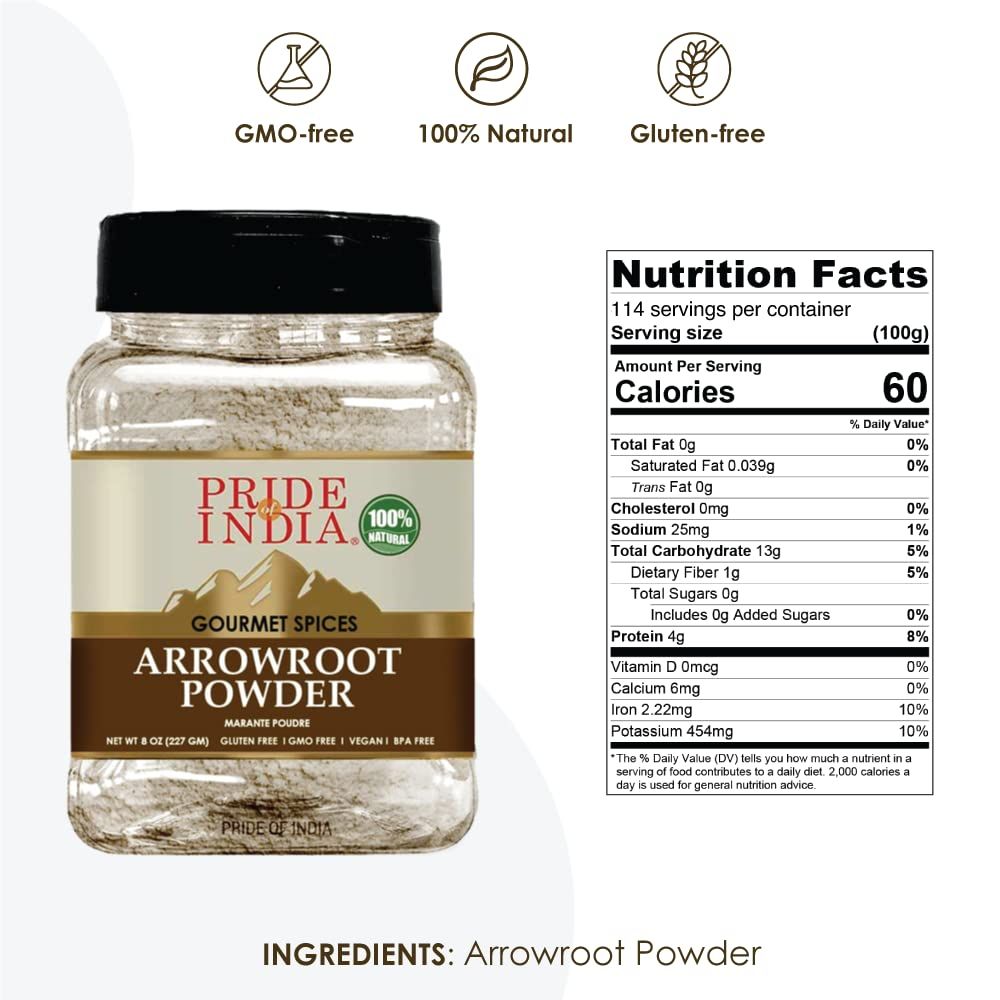 Pride of India – Natural Arrowroot Ground Powder – Gourmet Baking & Thickening Agent – Gluten & GMO Free – Good for Sauc image 3