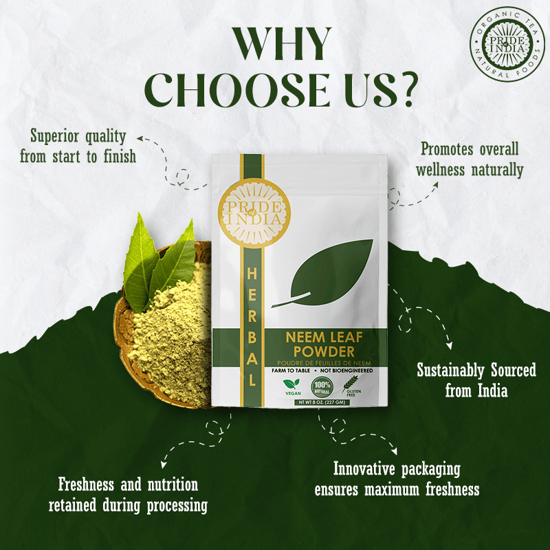 Pride Of India | Natural Neem/Margosa Herb Powder 8 oz (227 gm) | Nutrient-Rich Superfood | Add it to Smoothies, Juices  image 4