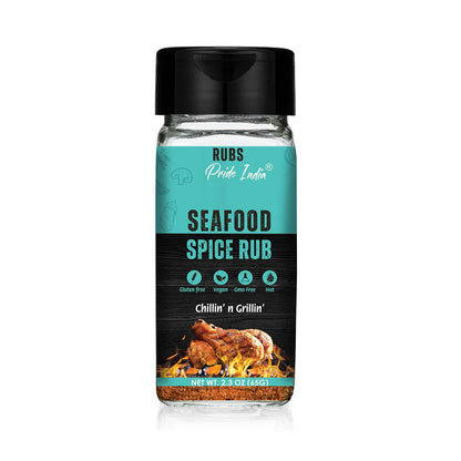 Pride of India Seafood Spice Rub 2.3 oz (65 gm) w/ Convenient  Dual Sifter Cap Savory Salty All Purpose Seasoning | Used image 1