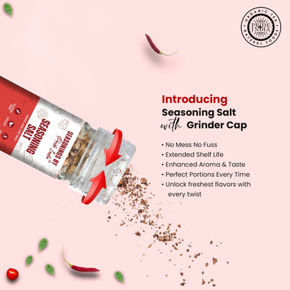 Pride of India Seasoning Salt 2.3 oz (65 gm) w/ Convenient Grinder Cap Tangy Spicy Taste | Himalayan Pink Salt Fresh Gar image 4