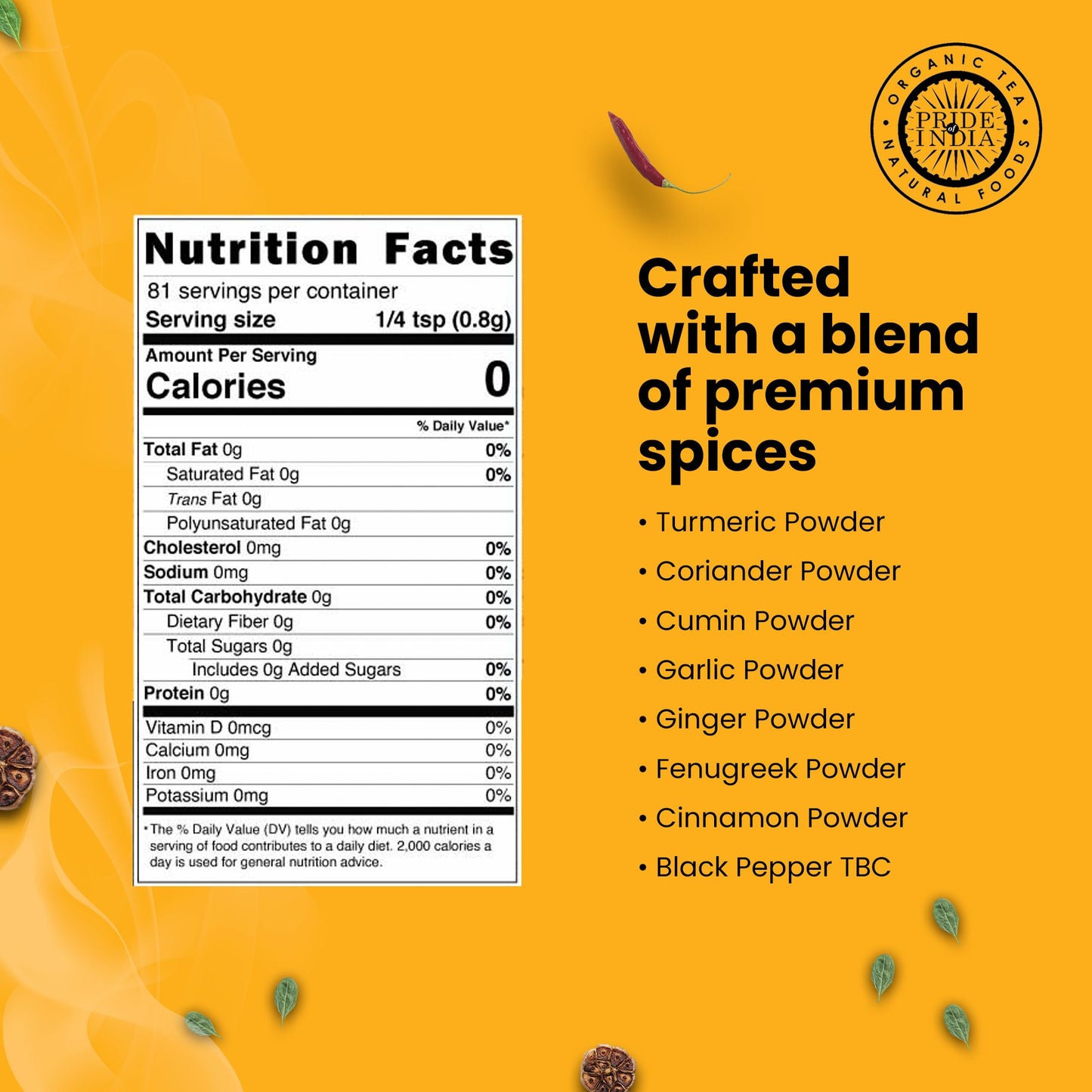 Pride of India Turmeric Tandoori Rub 2.3 oz (65 gm) w/ Convenient Dual Sifter Cap Bold Smoky Golden Flavor| Used for Mar image 3