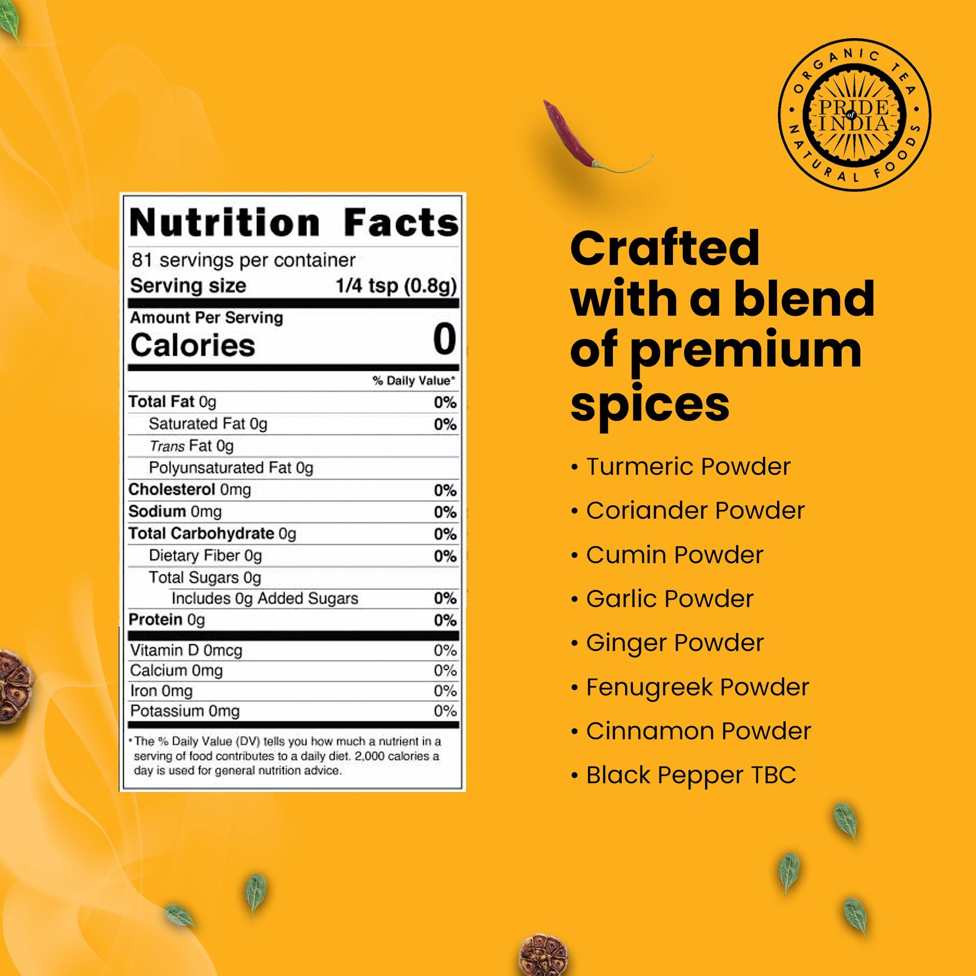 Pride of India Turmeric Tandoori Rub 2.3 oz (65 gm) w/ Convenient Dual Sifter Cap Bold Smoky Golden Flavor| Used for Mar image 3