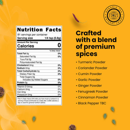 Pride of India Turmeric Tandoori Rub 2.3 oz (65 gm) w/ Convenient Dual Sifter Cap Bold Smoky Golden Flavor| Used for Mar image 3