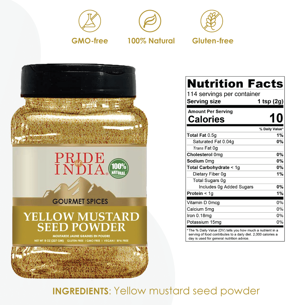 Pride of India – Yellow Mustard Ground – Gourmet Spice - Ideal for Pickles/Mustard Dressing/Sauces/ Hotdogs – Preservati image 2