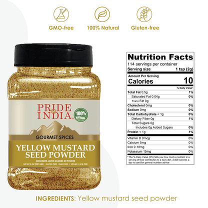 Pride of India – Yellow Mustard Ground – Gourmet Spice - Ideal for Pickles/Mustard Dressing/Sauces/ Hotdogs – Preservati image 2