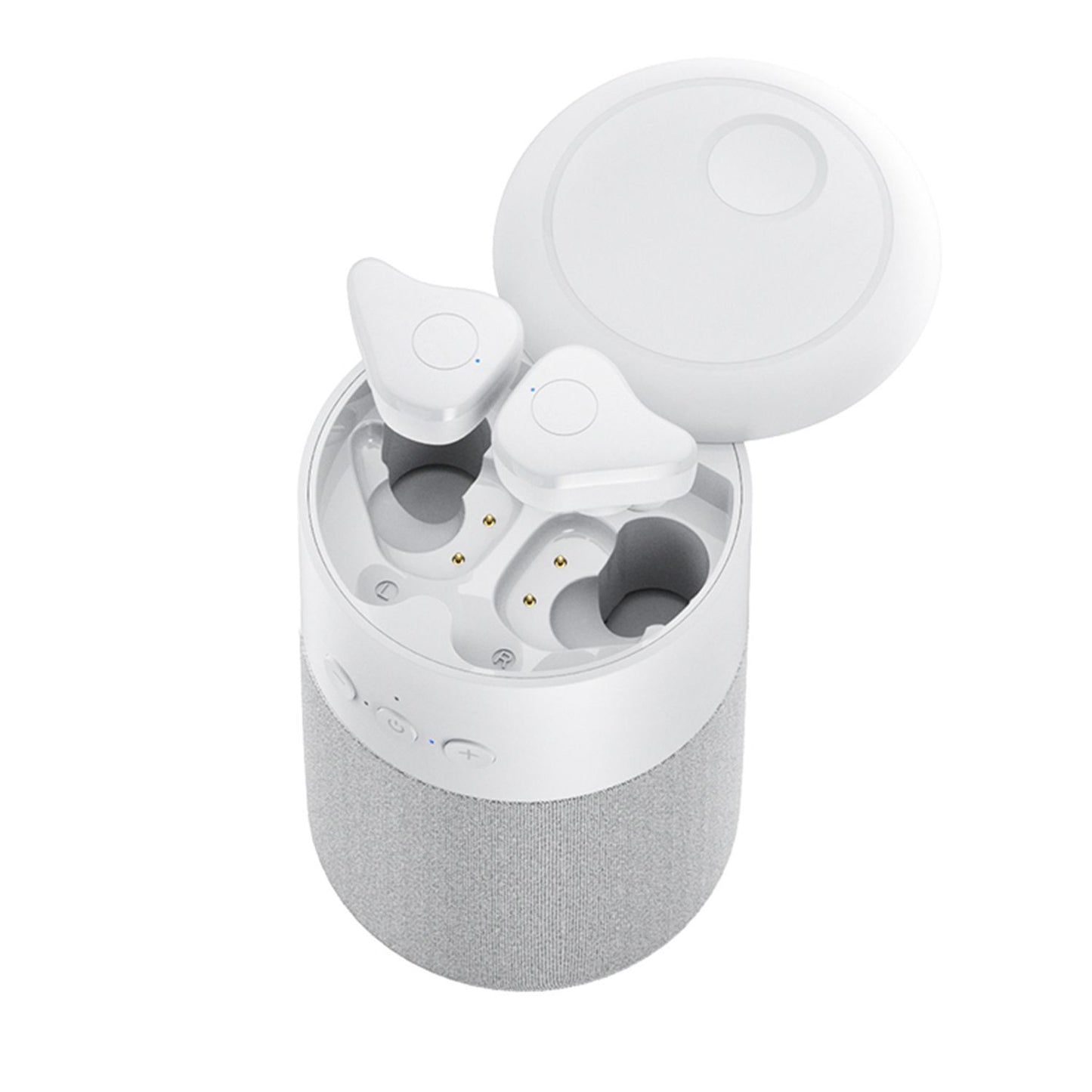 Pro Pair wireless earbuds and speaker case - front view