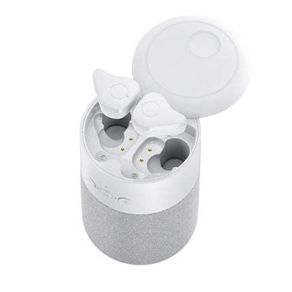 Pro Pair wireless earbuds and speaker case - front view