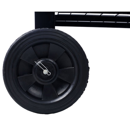 Products Elevated Mobile Raised Ergonomic Metal Planter Garden Bed for Backyard, Patio w/Wheels, Lower Shelf, black image 10