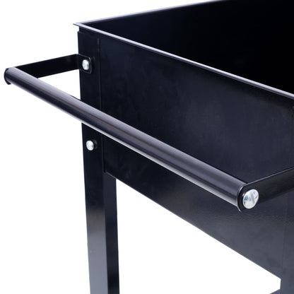 Products Elevated Mobile Raised Ergonomic Metal Planter Garden Bed for Backyard, Patio w/Wheels, Lower Shelf, black image 8