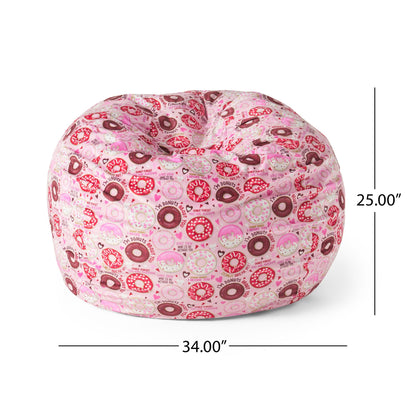 Puff-Puff 3 foot Rounded Bean Bag, Pink Donut Print image 3