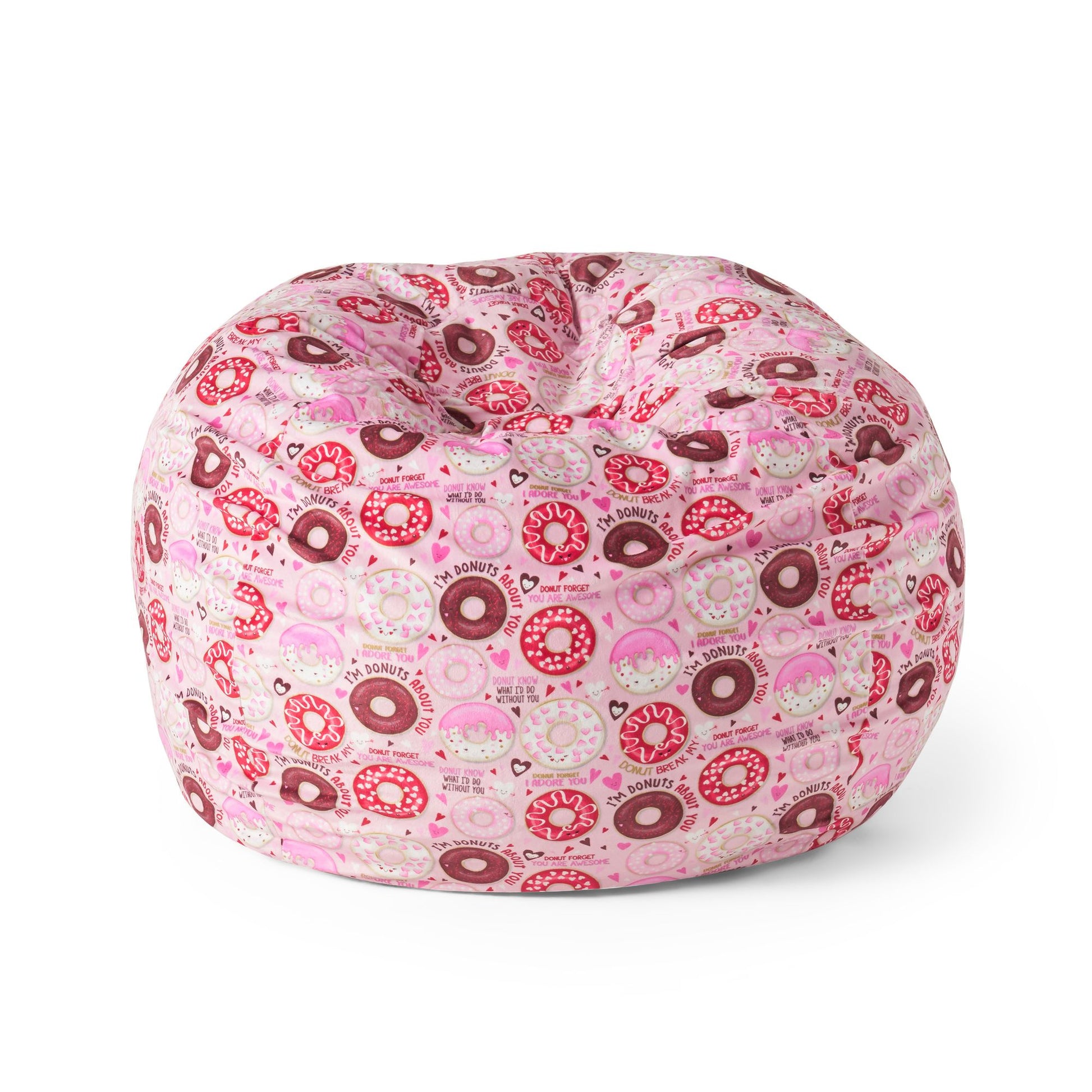 Puff-Puff 3 foot Rounded Bean Bag, Pink Donut Print image 1