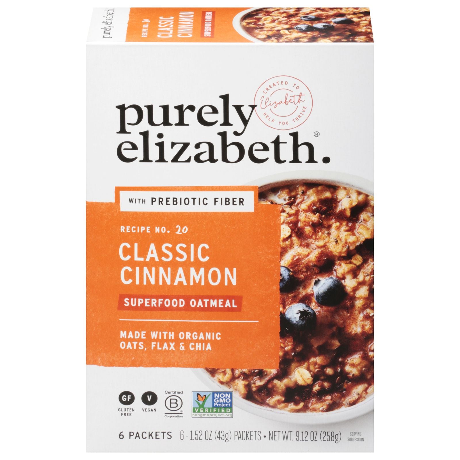 Purely Elizabeth - Sugar Free Oatmeal Classic Cinnamon - Case Of 6-9.12 Oz image 1