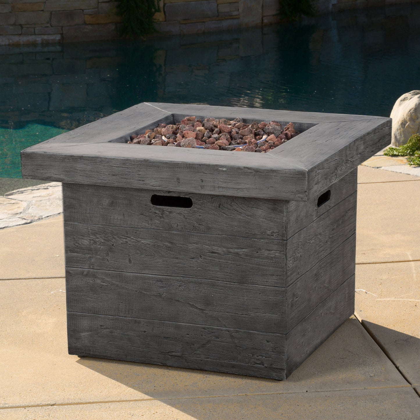 ANCHORAGE 32'' WOOD SQUARE MGO FIRE PIT GREY - 40,000 BTU image 1