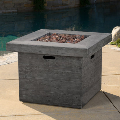 ANCHORAGE 32'' WOOD SQUARE MGO FIRE PIT GREY - 40,000 BTU image 1