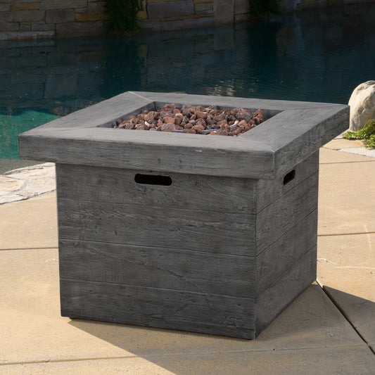 ANCHORAGE 32'' WOOD SQUARE MGO FIRE PIT GREY - 40,000 BTU image 1