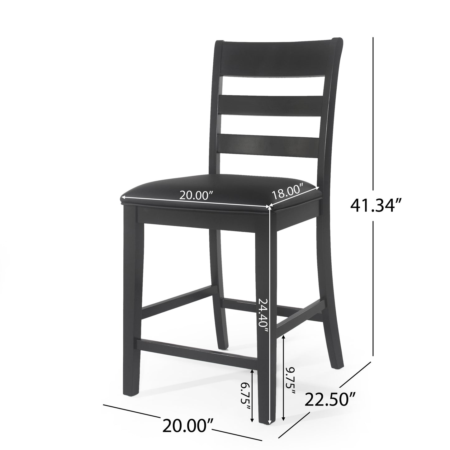 Farmhouse Upholstered Wood Counter Stools (Set of 2) image 3