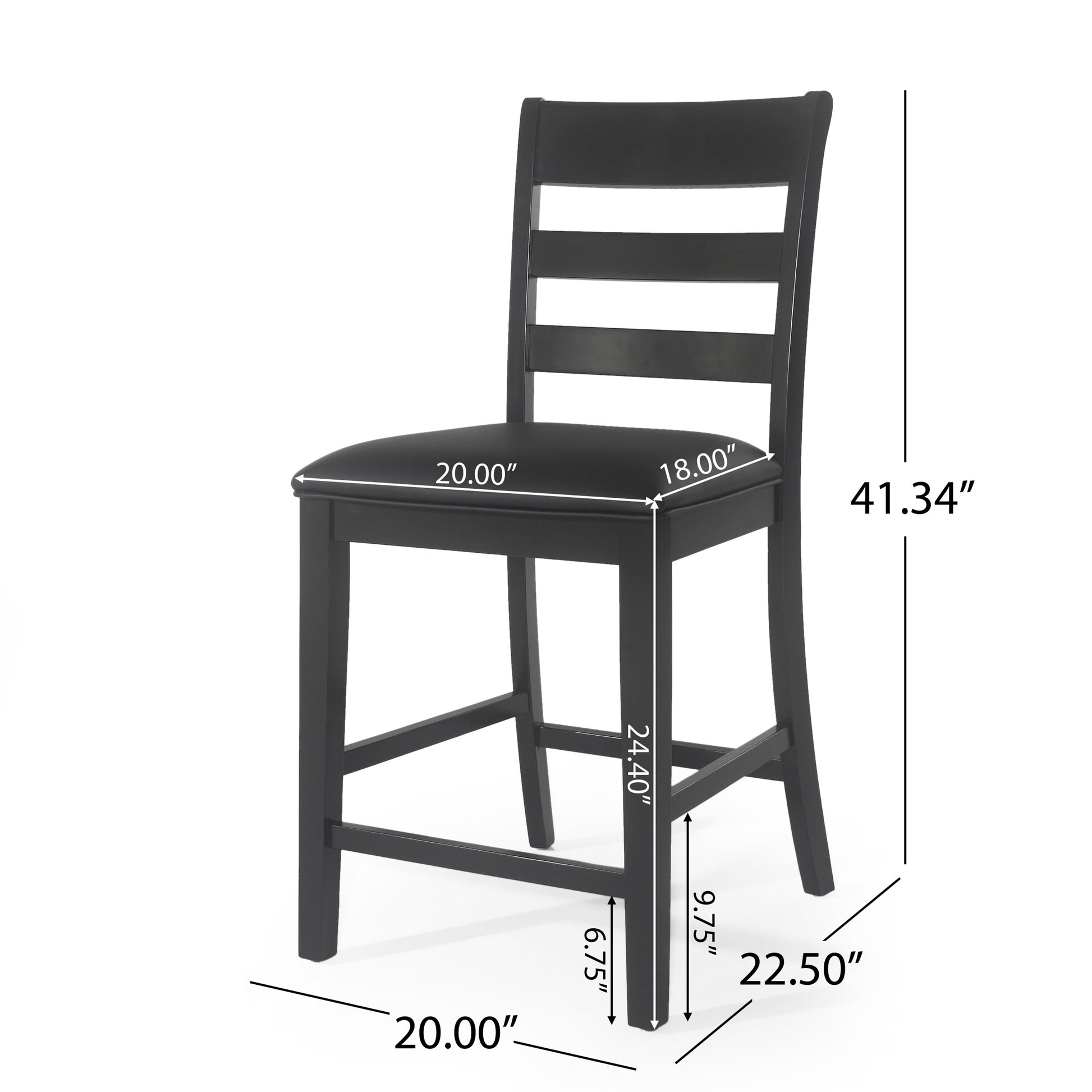 Farmhouse Upholstered Wood Counter Stools (Set of 2) image 3