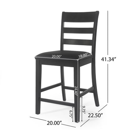 Farmhouse Upholstered Wood Counter Stools (Set of 2) image 3