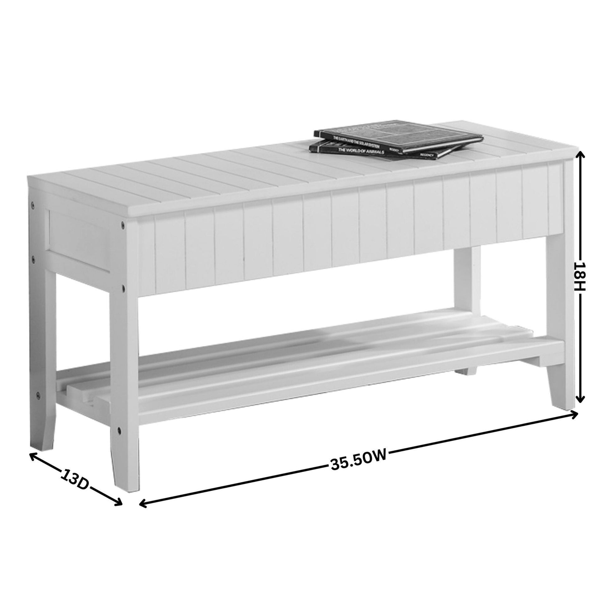 Quality Solid Wood Shoe Bench with Storage, White image 6