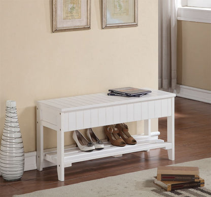 Quality Solid Wood Shoe Bench with Storage, White image 1
