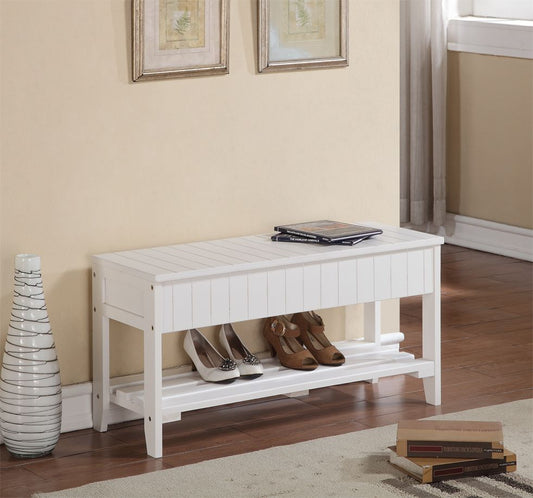 Quality Solid Wood Shoe Bench with Storage, White image 1