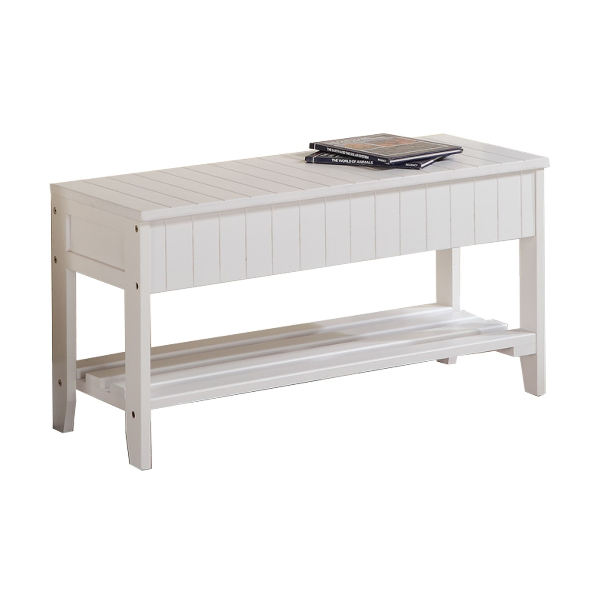Quality Solid Wood Shoe Bench with Storage, White image 4