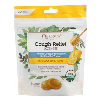 Quantum Research Organic Cough Relief Lozenges - Meyer Lemon & Honey - 18 Count image 1