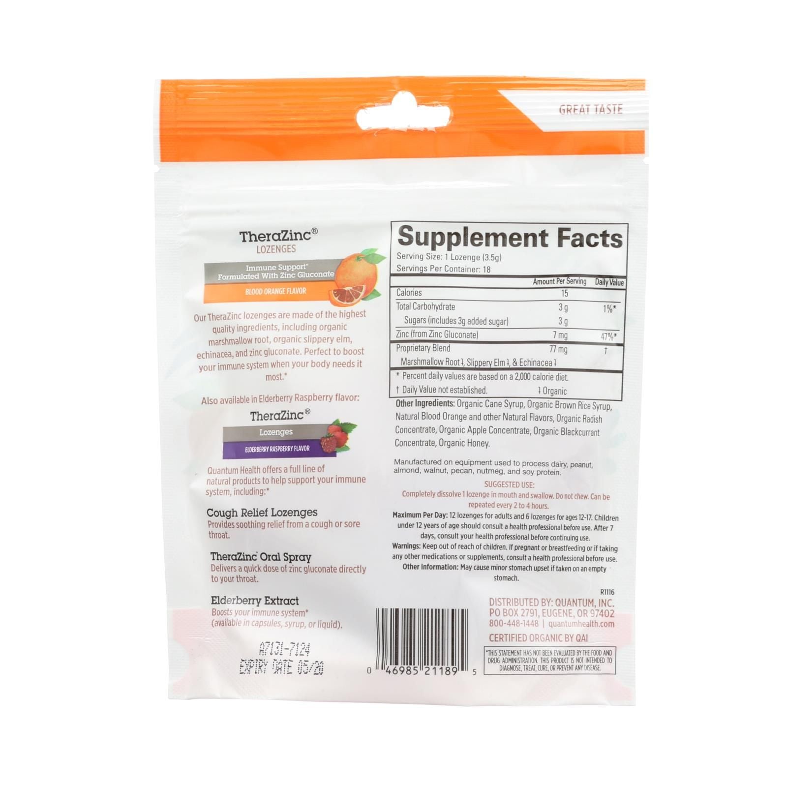 Quantum Research Thera Zinc Lozenges - Blood Orange - 18 Count image 2