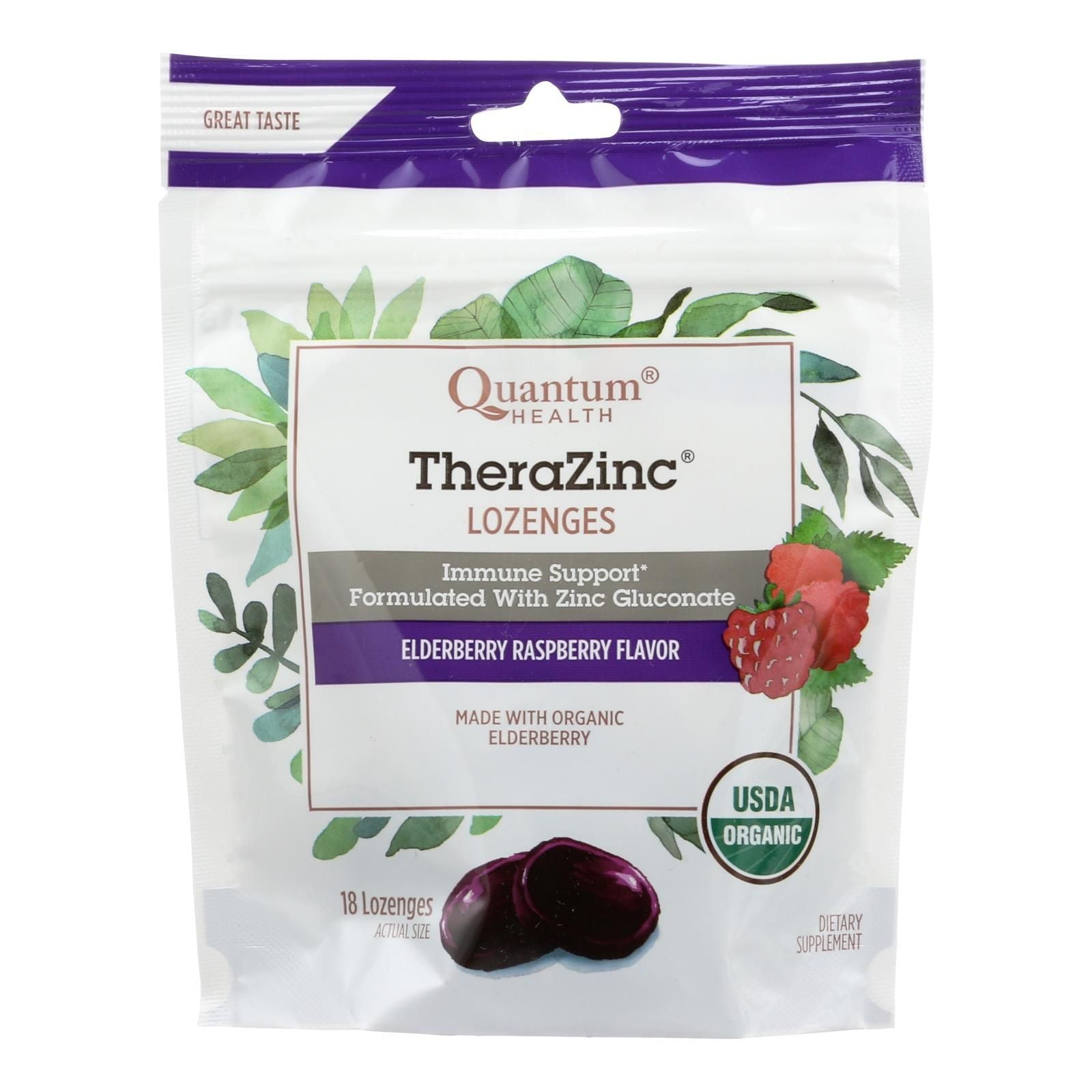 Quantum Research Zinc Lozenges - Elderberry Raspberry - 18 Count image 1
