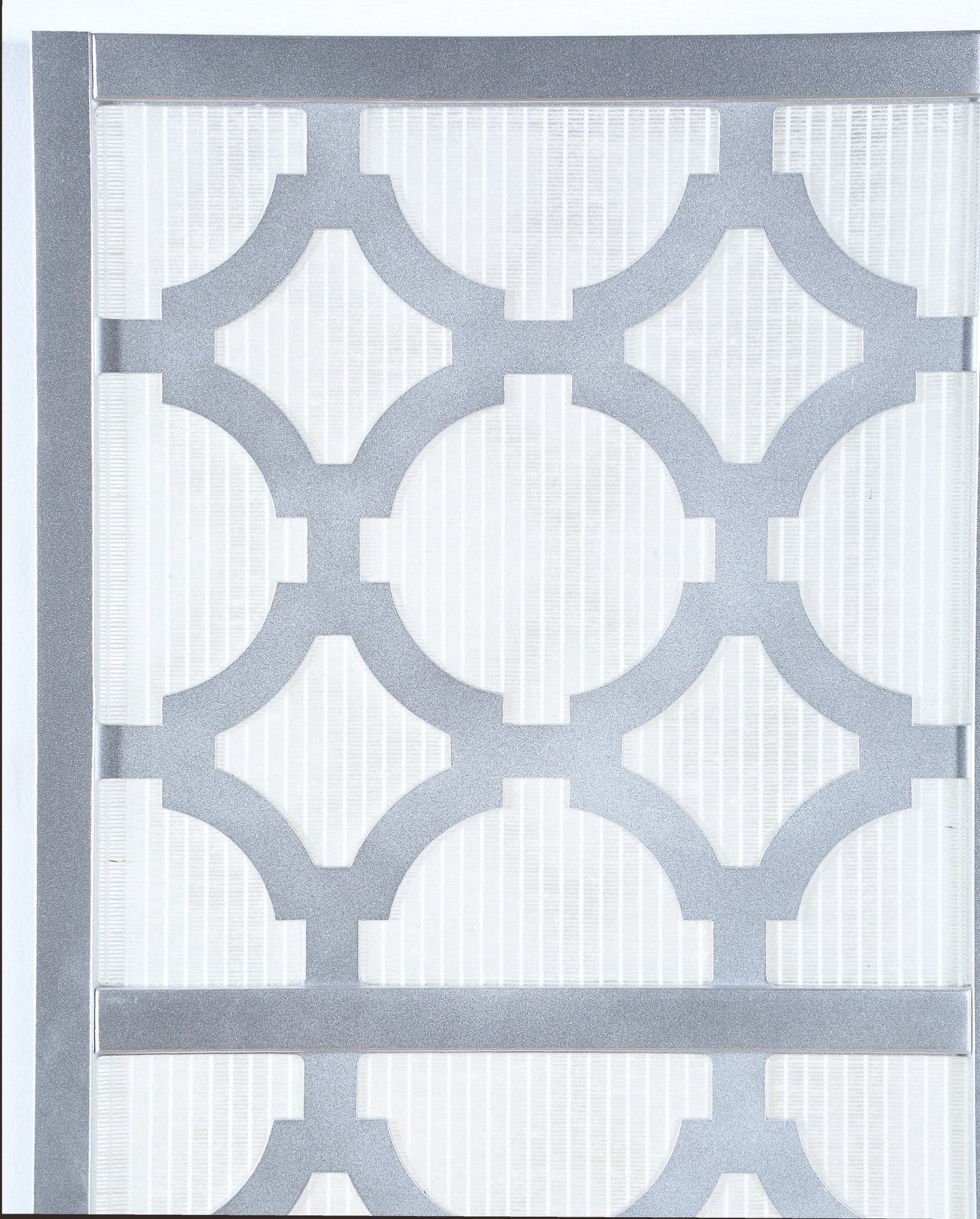 Quarterfoil infused Diamond Design 4-Panel Room Divider, Silver image 2