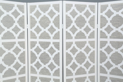 Quarterfoil infused Diamond Design 4-Panel Room Divider, White image 4