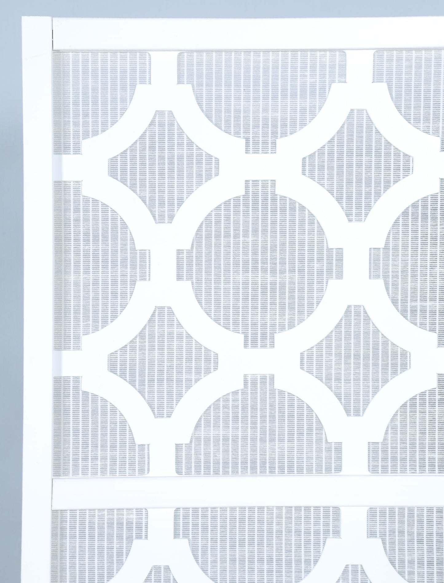 Quarterfoil infused Diamond Design 4-Panel Room Divider, White image 3