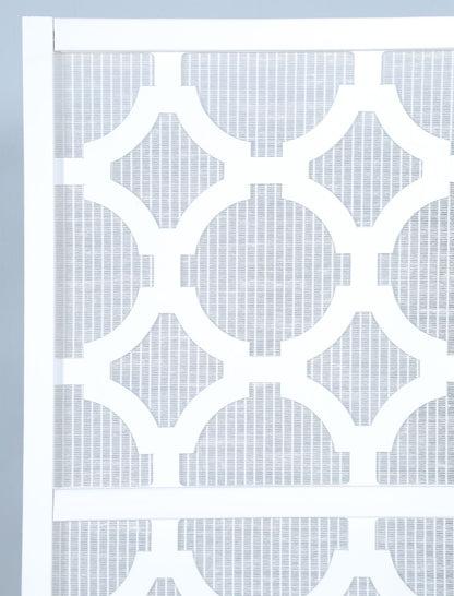 Quarterfoil infused Diamond Design 4-Panel Room Divider, White image 3
