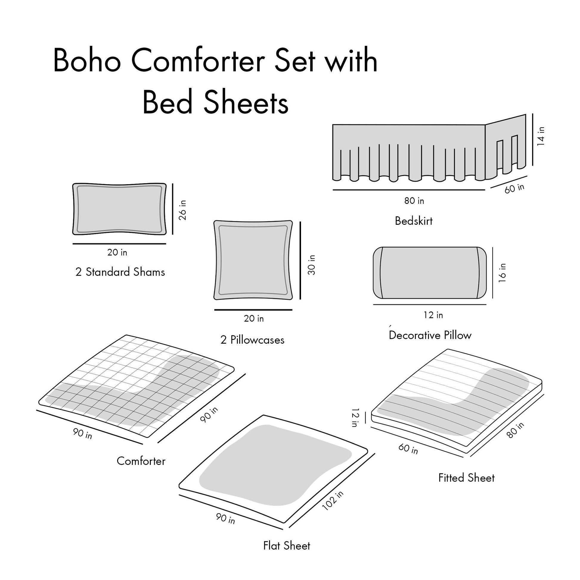 Queen Boho Comforter Set with Bed Sheets image 18