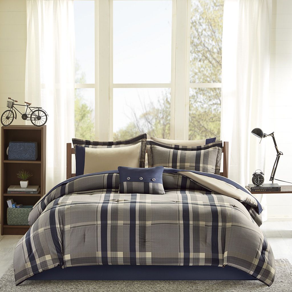 Queen Plaid Comforter Set with Bed Sheets image 8