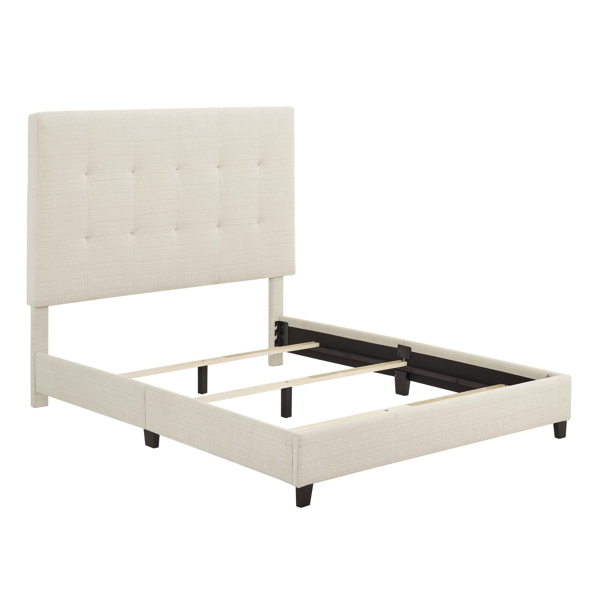 Queen Size Beige Tufted Upholstered Platform Bed image 8