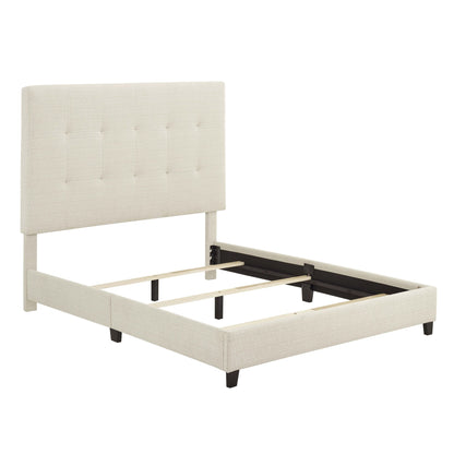 Queen Size Beige Tufted Upholstered Platform Bed image 8