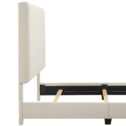 Queen Size Beige Tufted Upholstered Platform Bed image 9