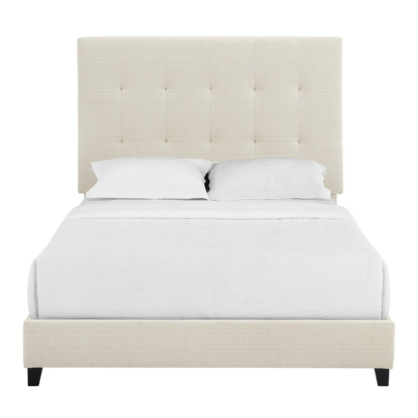 Queen Size Beige Tufted Upholstered Platform Bed image 5