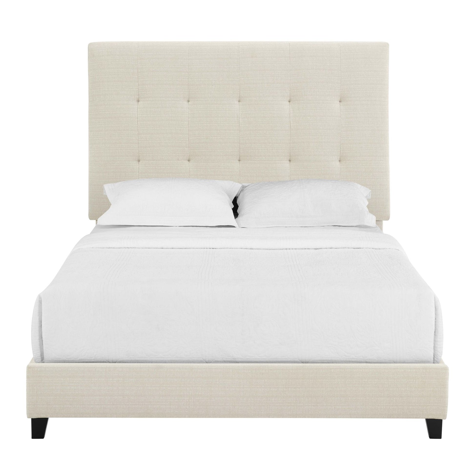 Queen Size Beige Tufted Upholstered Platform Bed image 5